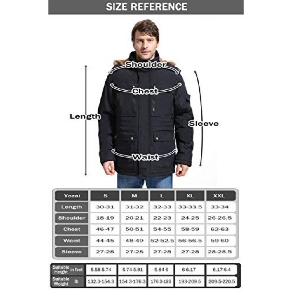 NWT Yozai Mens 2XLWinter Parka Insulated Warm Jacket Military Coat Faux Fur… - Picture 7 of 10